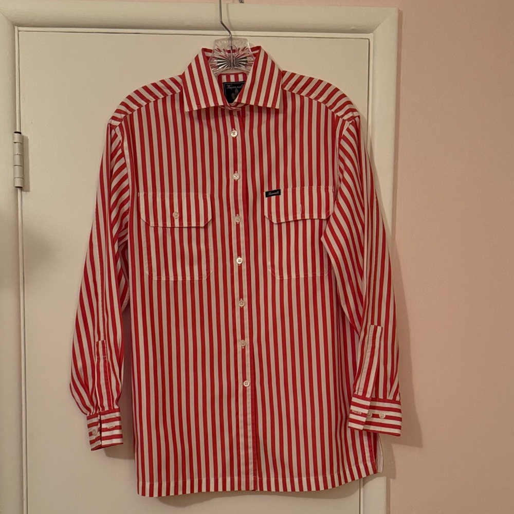 Faconnable Red and White Striped Blouse